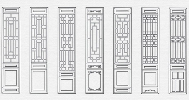 萧县常用中式仿古花窗图案隔断设计图